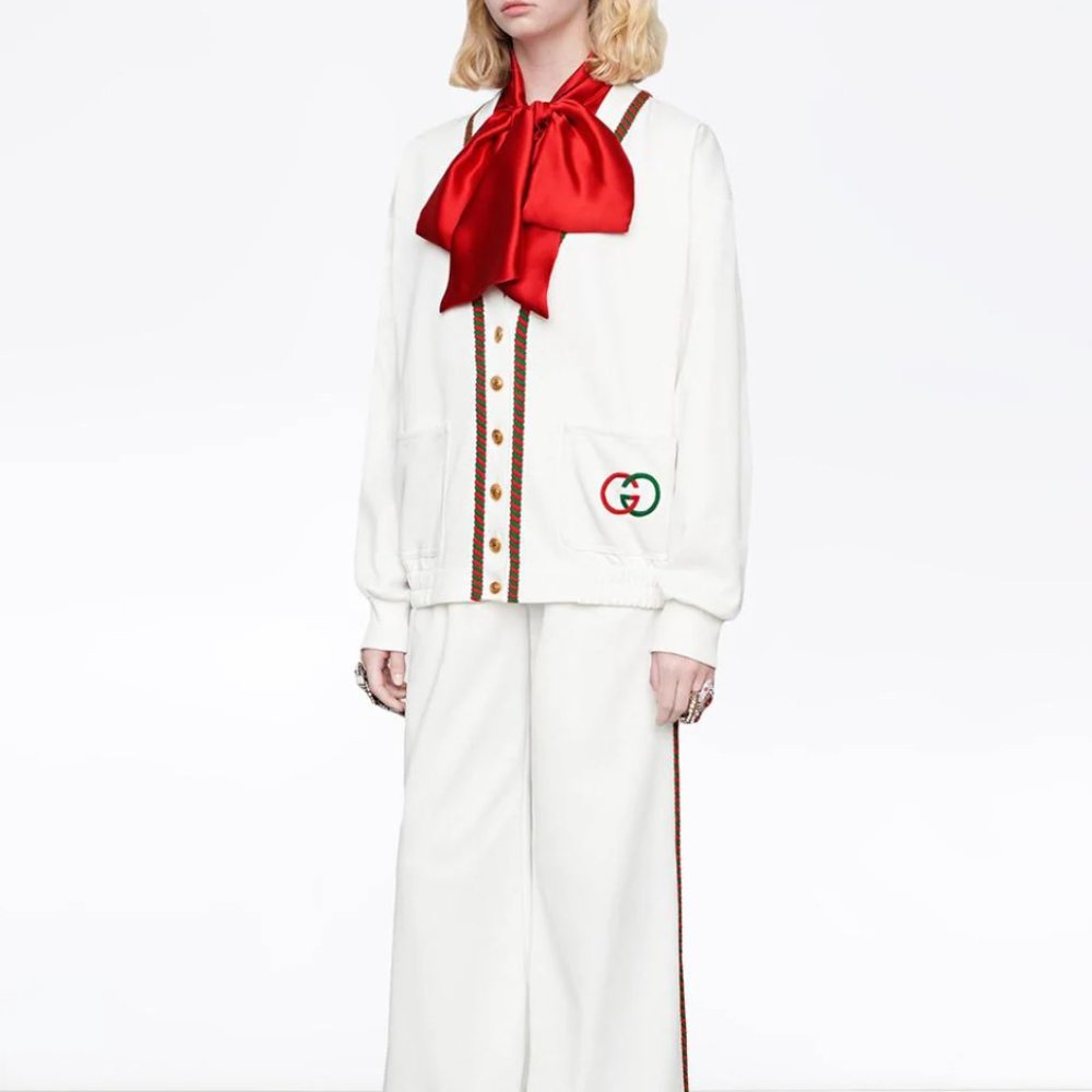 Gucci GG Technical Jersey Cardigan in White NEW W TAGS - Picture 7 of 10